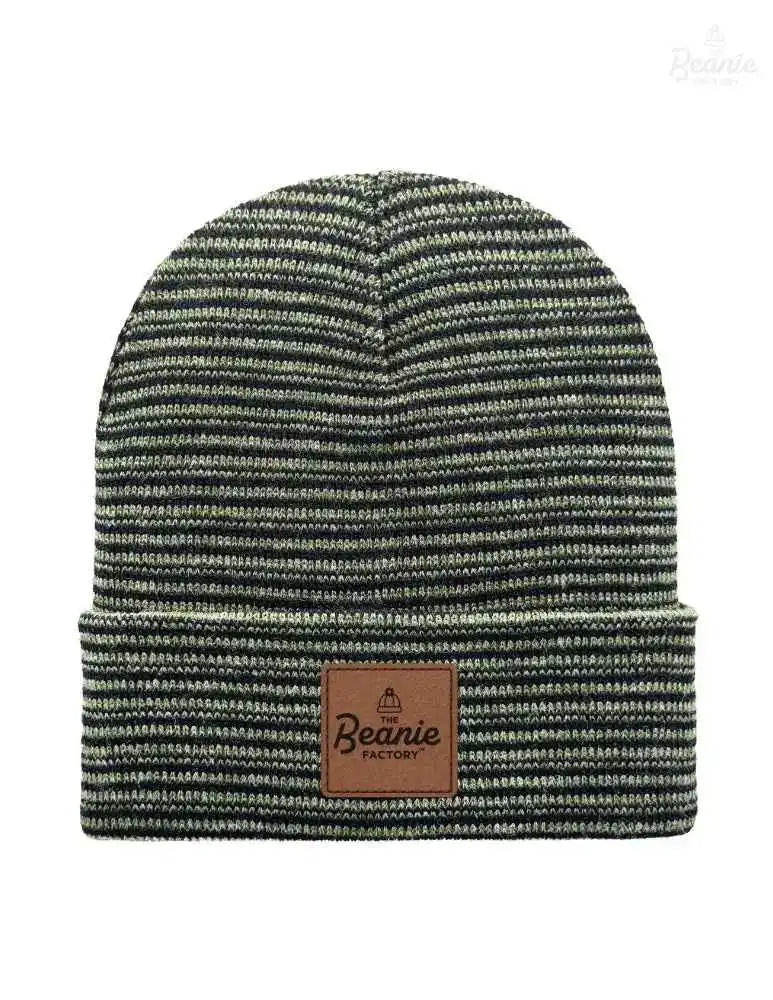 Cuffed Beanie - Circular knit  Winter Hat - Traditional - Contrast - Black / Green The Beanie Factory Custom, Personlize 