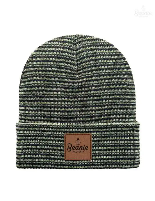 Cuffed Beanie - Circular knit  Winter Hat - Traditional - Contrast - Black / Green The Beanie Factory Custom, Personlize 