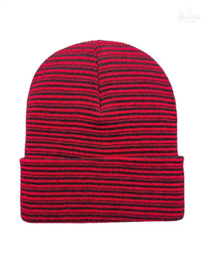 Cuffed Beanie - Circular knit  Winter Hat - Traditional - Contrast - Black / Red The Beanie Factory Custom, Personlize 