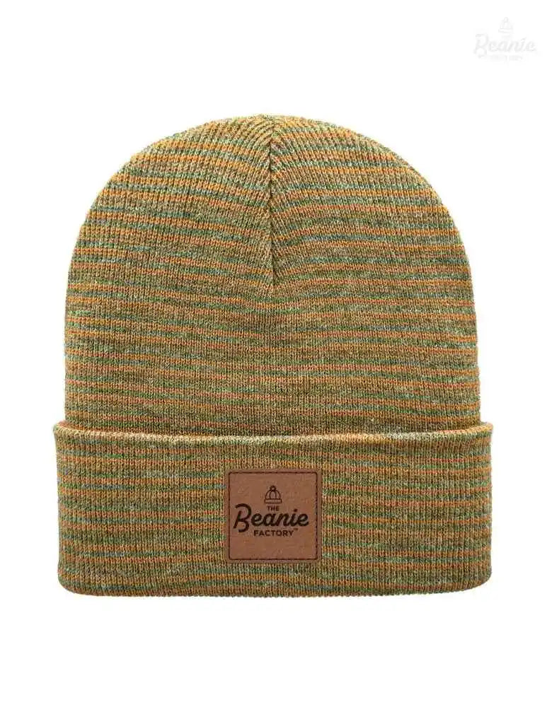 Cuffed Beanie - Circular knit  Winter Hat - Traditional - Contrast - Brown / Green The Beanie Factory Custom, Personlize 