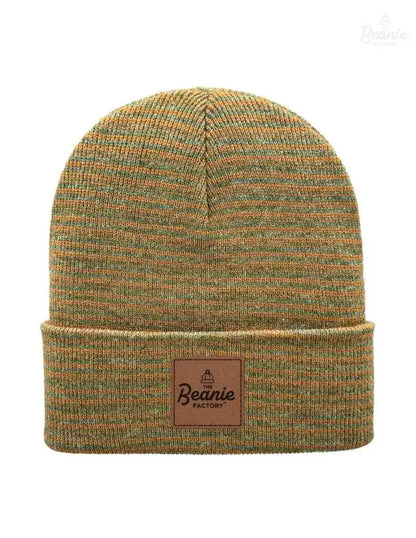 Cuffed Beanie - Circular knit  Winter Hat - Traditional - Contrast - Brown / Green The Beanie Factory Custom, Personlize 