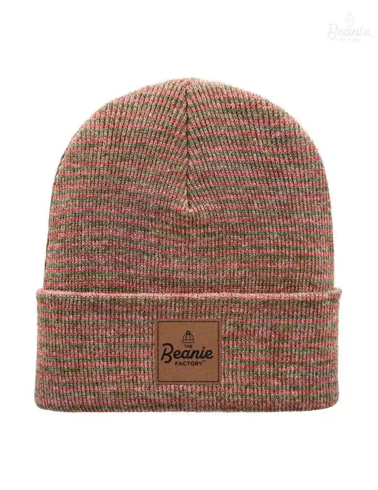 Cuffed Beanie - Circular knit  Winter Hat - Traditional - Contrast - Burgundy / Green The Beanie Factory Custom, Personlize 