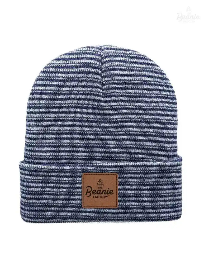 Cuffed Beanie - Circular knit  Winter Hat - Traditional - Contrast - Gray / Denim The Beanie Factory Custom, Personlize 