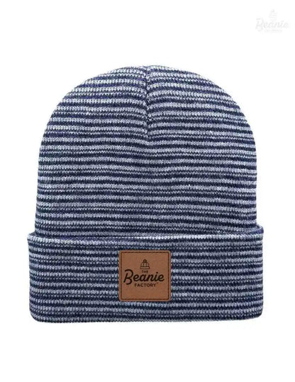 Cuffed Beanie - Circular knit  Winter Hat - Traditional - Contrast - Gray / Denim The Beanie Factory Custom, Personlize 