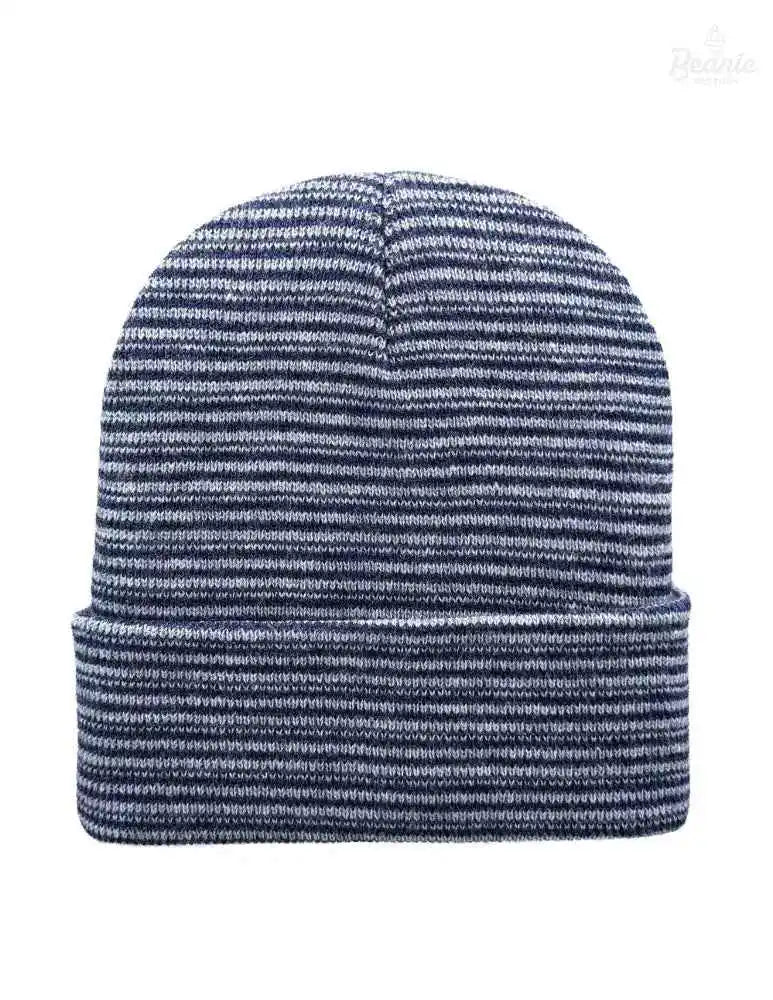 Cuffed Beanie - Circular knit  Winter Hat - Traditional - Contrast - Gray / Denim The Beanie Factory Custom, Personlize 