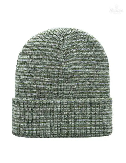 Cuffed Beanie - Circular knit  Winter Hat - Traditional - Contrast - Gray / Green The Beanie Factory Custom, Personlize 