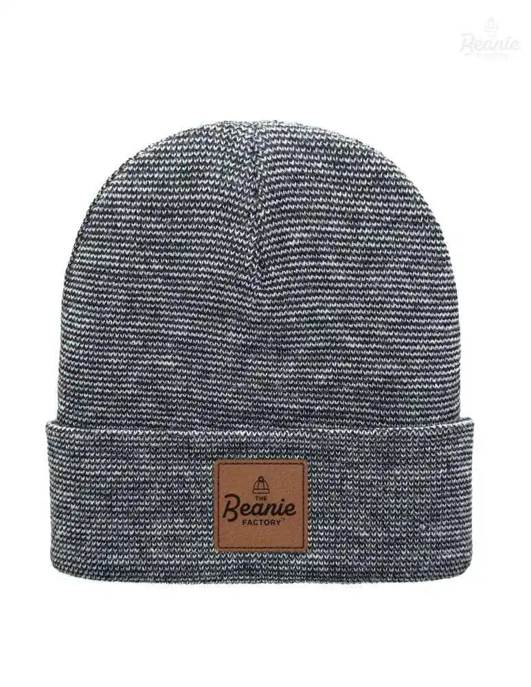 Cuffed Beanie - Circular knit  Winter Hat - Traditional - Fusion - Black / Gray The Beanie Factory Custom, Personlize 