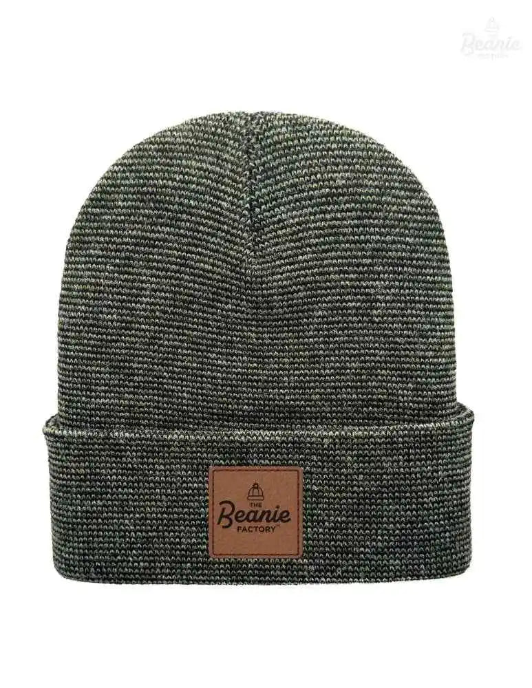 Cuffed Beanie - Circular knit  Winter Hat - Traditional - Fusion - Black / Green The Beanie Factory Custom, Personlize 