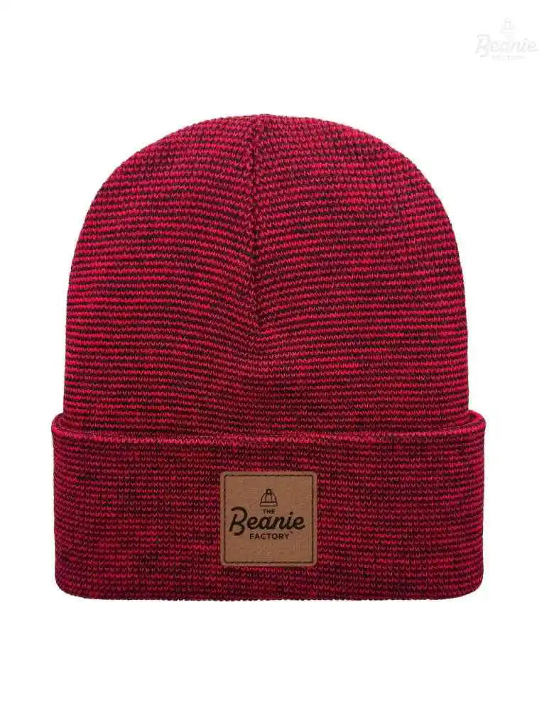 Cuffed Beanie - Circular knit  Winter Hat - Traditional - Fusion - Black / Red The Beanie Factory Custom, Personlize 