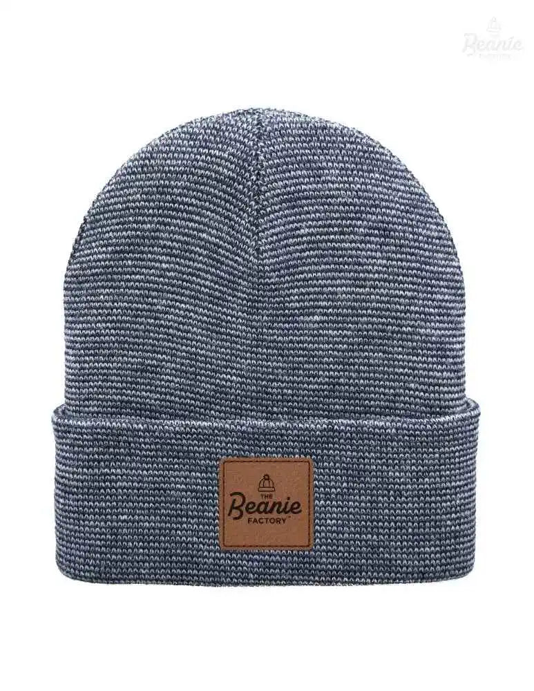Cuffed Beanie - Circular knit  Winter Hat - Traditional - Fusion - Gray / Denim The Beanie Factory Custom, Personlize 