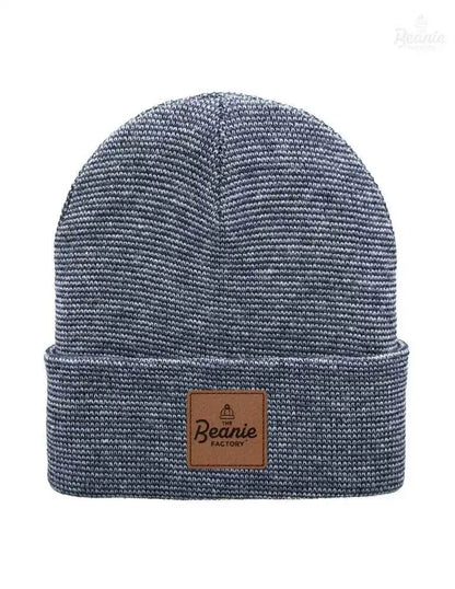 Cuffed Beanie - Circular knit  Winter Hat - Traditional - Fusion - Gray / Denim The Beanie Factory Custom, Personlize 