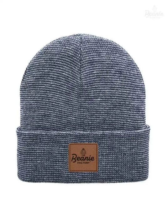Cuffed Beanie - Circular knit  Winter Hat - Traditional - Fusion - Gray / Denim The Beanie Factory Custom, Personlize 