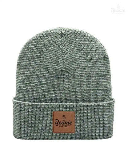 Cuffed Beanie - Circular knit  Winter Hat - Traditional - Fusion - Gray / Green The Beanie Factory Custom, Personlize 