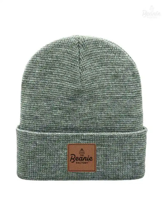 Cuffed Beanie - Circular knit  Winter Hat - Traditional - Fusion - Gray / Green The Beanie Factory Custom, Personlize 