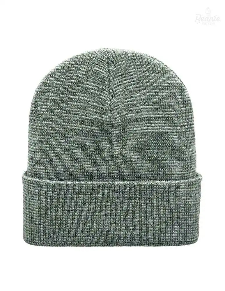 Cuffed Beanie - Circular knit  Winter Hat - Traditional - Fusion - Gray / Green The Beanie Factory Custom, Personlize 