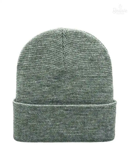 Cuffed Beanie - Circular knit  Winter Hat - Traditional - Fusion - Gray / Green The Beanie Factory Custom, Personlize 