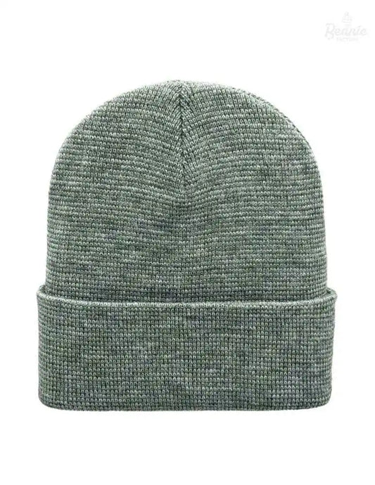 Cuffed Beanie - Circular knit  Winter Hat - Traditional - Fusion - Gray / Green The Beanie Factory Custom, Personlize 