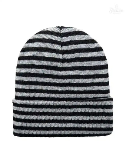 Cuffed Beanie - Circular knit  Winter Hat - Traditional - Roro - Black / Gray The Beanie Factory Custom, Personlize 