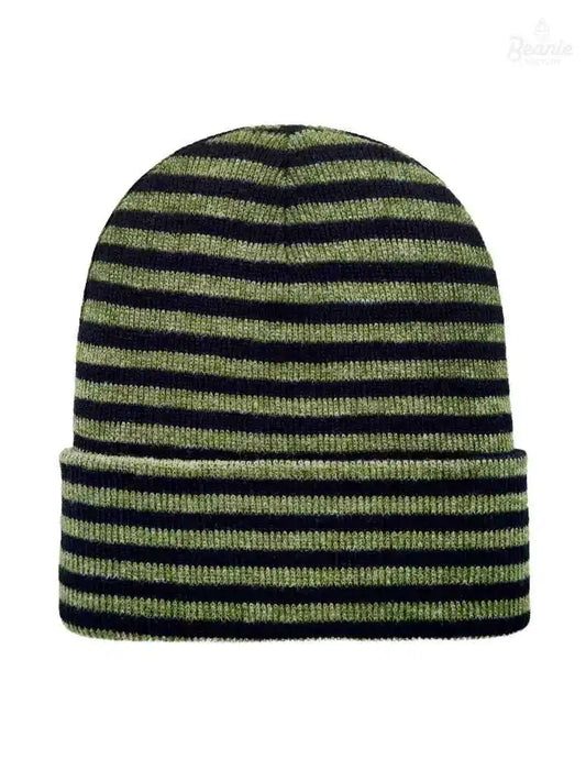 Cuffed Beanie - Circular knit  Winter Hat - Traditional - Roro - Black / Green The Beanie Factory Custom, Personlize 