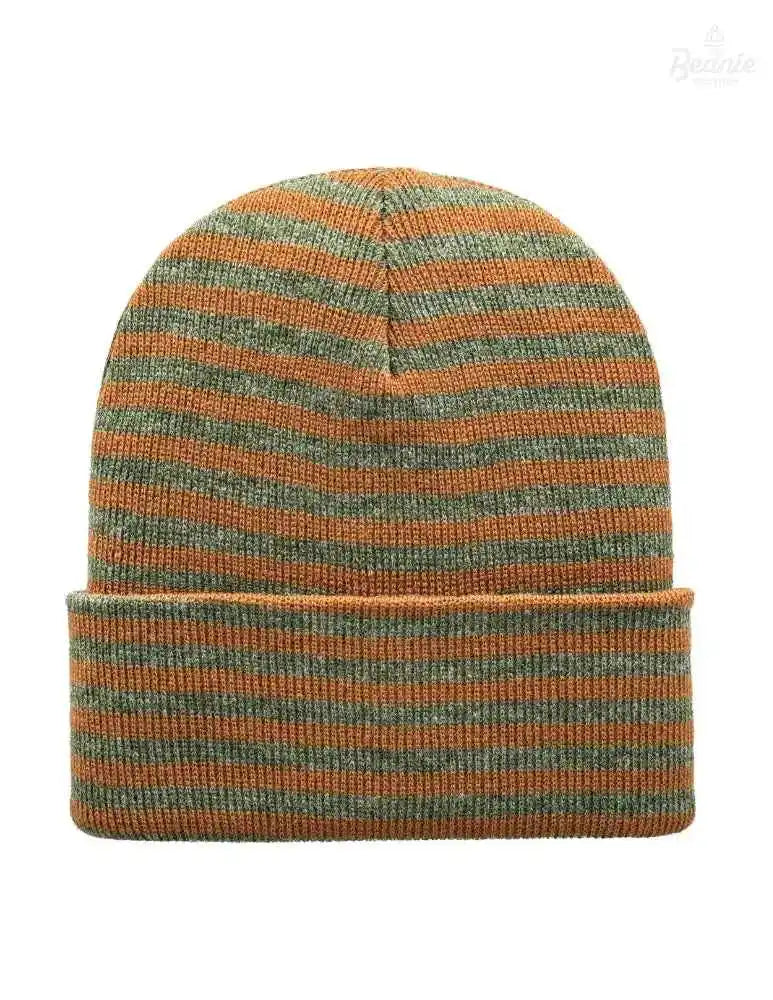 Cuffed Beanie - Circular knit  Winter Hat - Traditional - Roro - Brown / Green The Beanie Factory Custom, Personlize 