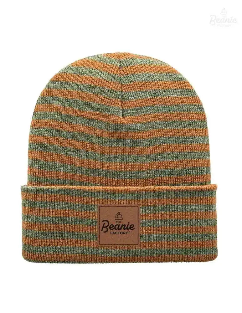 Cuffed Beanie - Circular knit  Winter Hat - Traditional - Roro - Brown / Green The Beanie Factory Custom, Personlize 
