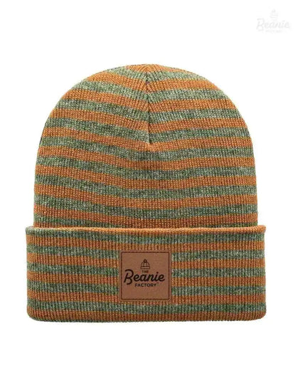 Cuffed Beanie - Circular knit  Winter Hat - Traditional - Roro - Brown / Green The Beanie Factory Custom, Personlize 