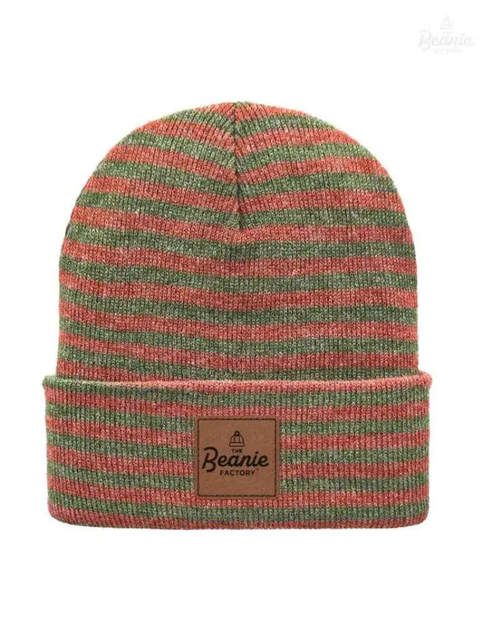 Cuffed Beanie - Circular knit  Winter Hat - Traditional - Roro - Burgundy / Green The Beanie Factory Custom, Personlize 