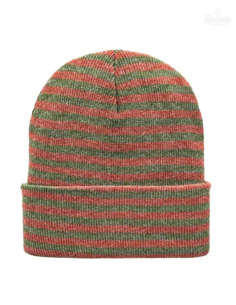 Cuffed Beanie - Circular knit  Winter Hat - Traditional - Roro - Burgundy / Green The Beanie Factory Custom, Personlize 
