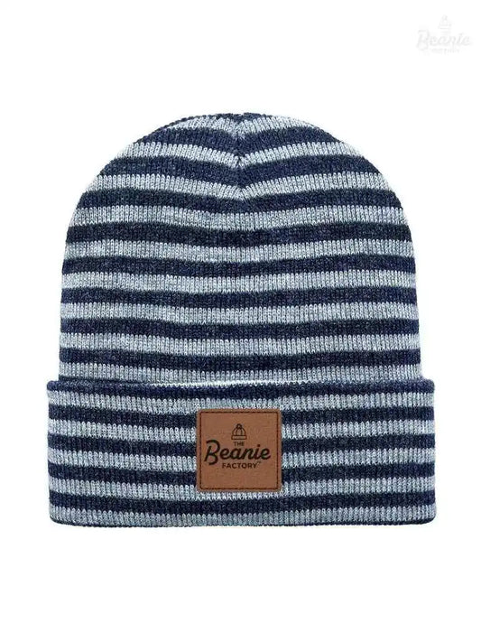 Cuffed Beanie - Circular knit  Winter Hat - Traditional - Roro - Gray / Denim The Beanie Factory Custom, Personlize 