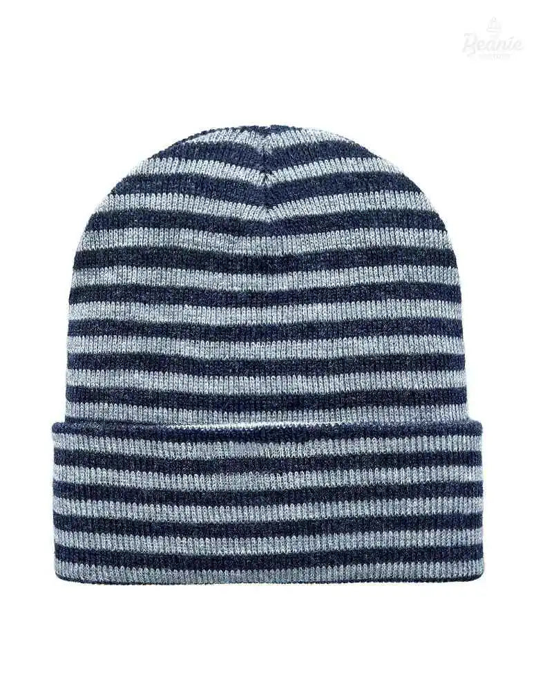 Cuffed Beanie - Circular knit  Winter Hat - Traditional - Roro - Gray / Denim The Beanie Factory Custom, Personlize 