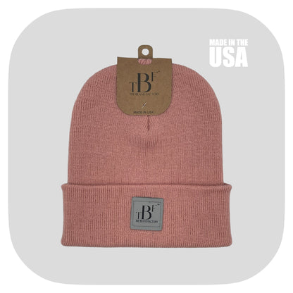 The Beanie Factory Cuffed Winter Hat, Made in U.S., Beige Beanie - The Beanie Factory