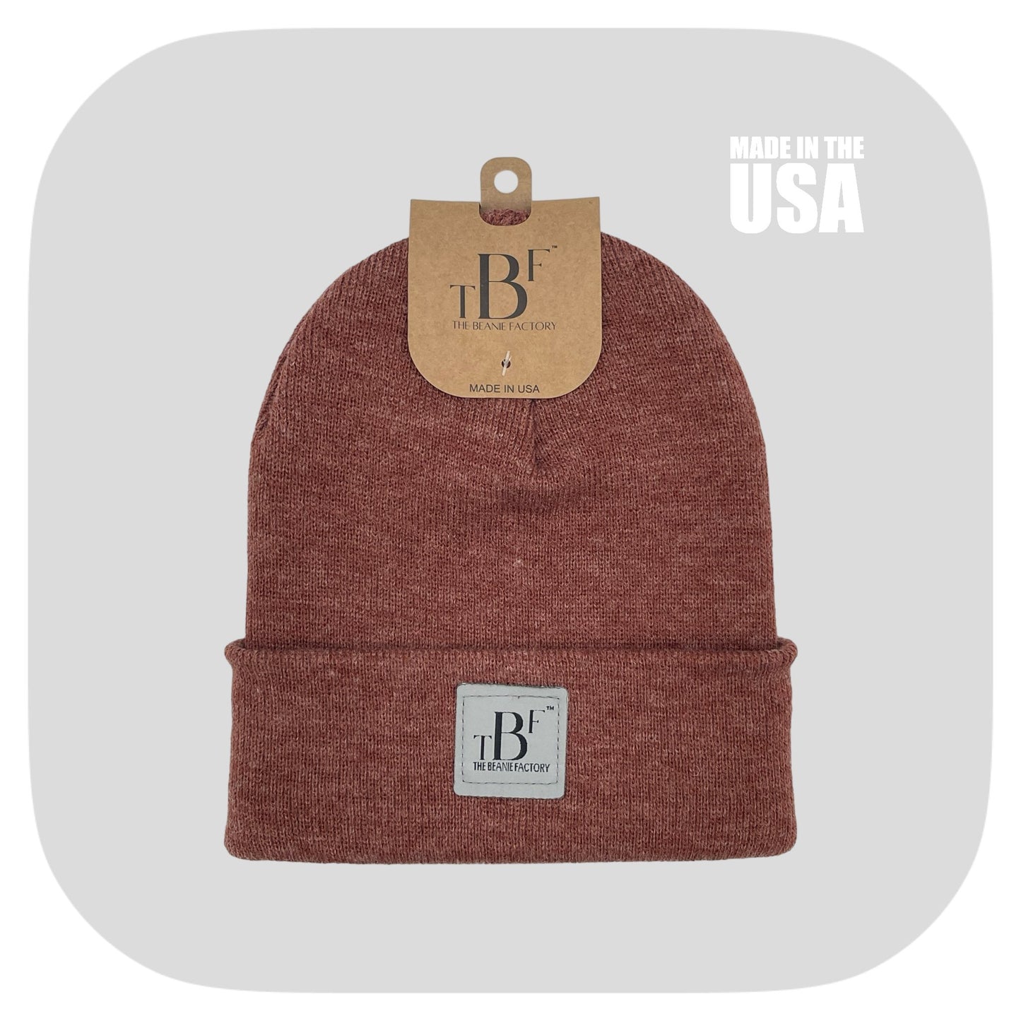 The Beanie Factory Cuffed Winter Hat, Made in U.S., Beige Beanie - The Beanie Factory