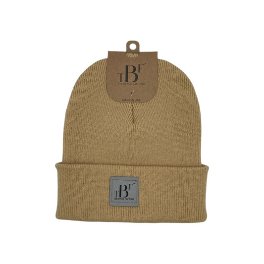 The Beanie Factory Cuffed Winter Hat, Made in U.S., Beige Beanie - The Beanie Factory