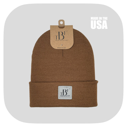 The Beanie Factory Cuffed Winter Hat, Made in U.S., Beige Beanie - The Beanie Factory