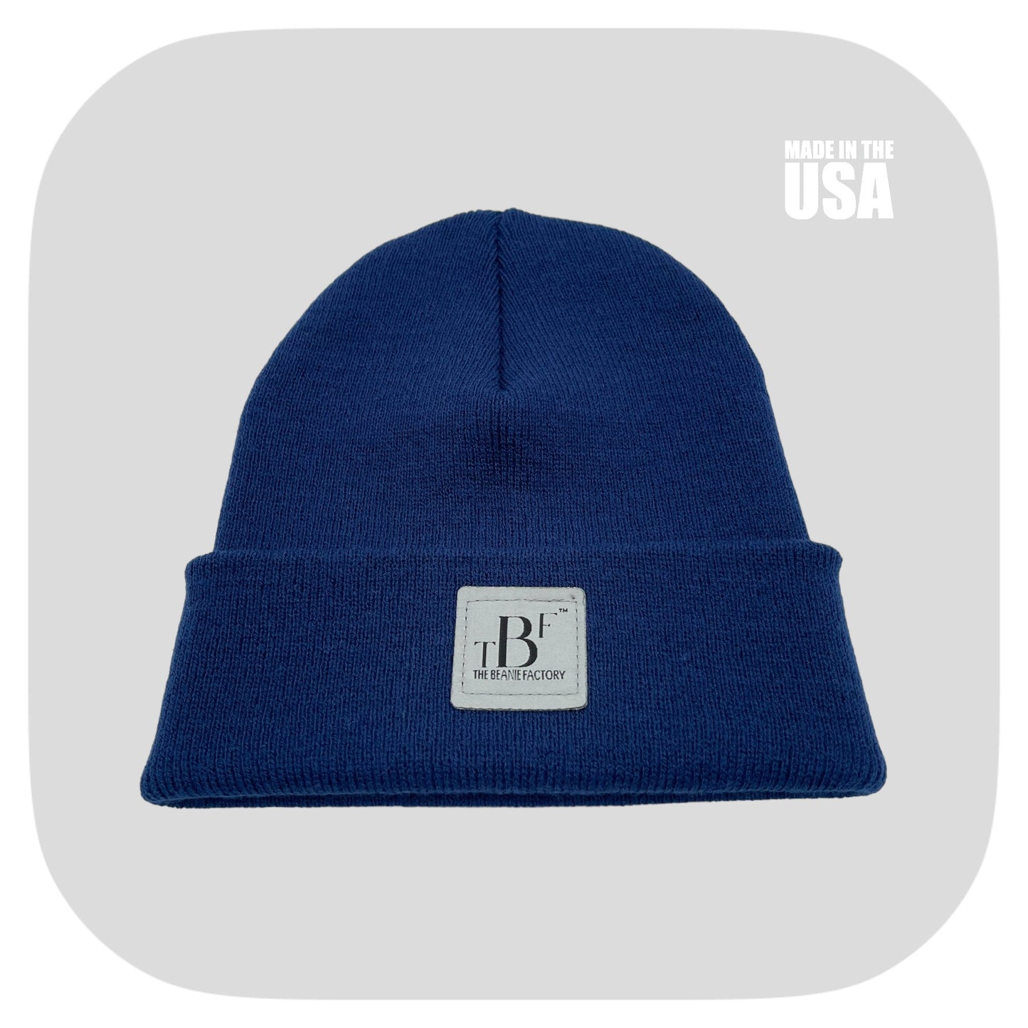 The Beanie Factory Cuffed Winter Hat, Made in U.S., Blue Beanie - The Beanie Factory