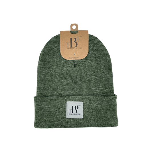 The Beanie Factory Cuffed Winter Hat, Made in U.S., Green Beanie - The Beanie Factory