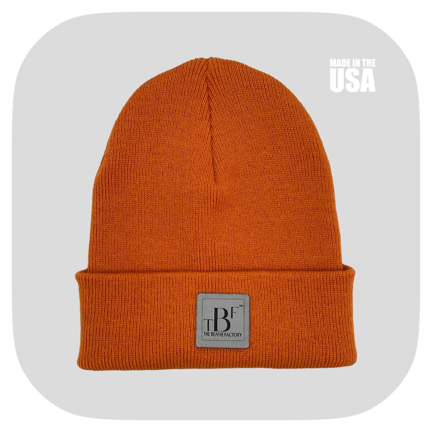 The Beanie Factory Cuffed Winter Hat, Made in U.S., Orange Beanie - The Beanie Factory