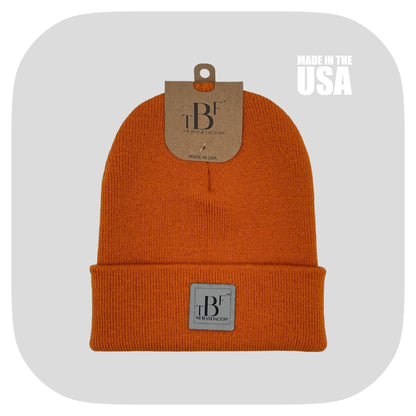 The Beanie Factory Cuffed Winter Hat, Made in U.S., Orange Beanie - The Beanie Factory